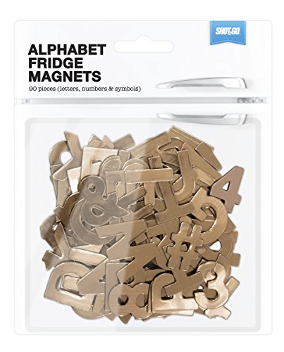 Shot2go Magnetische Buchstaben in metallischem Kupfer-Effekt, 90 Stück Inkl. Buchstaben, Zahlen und Symbolen von Shot2Go