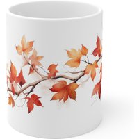 Ahornzweig Tasse - Herbstliche Aquarell Baum Motiv Keramikbecher Kaffeetasse Mit Laubdruck Für Herbstgenießer Ahornzweig Tasse - Herbstliche Aquarell Baum Motiv Keramikbecher Kaffeetasse Mit Laubdruck Für Herbstgenießer von Shotspace