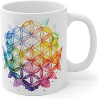 Weiße Keramik Tasse - Lebensblume Im Aquarell Stil Perfektes Geschenk Für Spirituelle Seelen Weiße Keramik Tasse - Lebensblume Im Aquarell Stil Perfektes Geschenk Für Spirituelle Seelen von Shotspace
