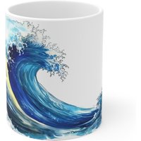 Wellen Der Entspannung Keramiktasse Mit Wasserfarben-Design von Shotspace