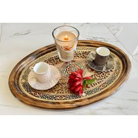 Mosaik Tablett Aus Holz. L 50 cm, B 33 cm. Perfektes Zuhause Warming Geschenk .. Valentinstag von Shoueikiorientals