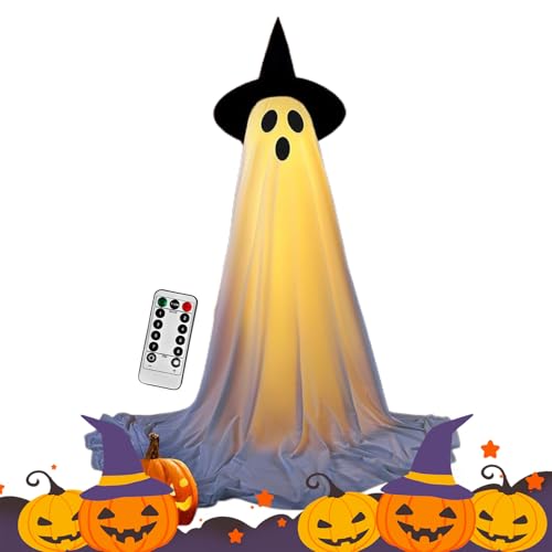 Shouxiut Halloween-Geister-Dekoration, gruseliger beleuchteter Geist für den Außenbereich, mit Fernbedienung, LED-Lichterkette, gruselige Spukhaus-Requisiten für Höfe, Gärten, Veranden, Urlaub von Shouxiut