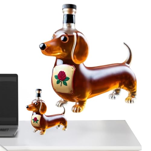 Shouxiut Whiskey Glasflasche Glas Likörflasche Dackel Hund Form Lustiger Weinbehälter Spender Dekorative Tierfigur für Esszimmer Restaurant Bar Zuhause von Shouxiut