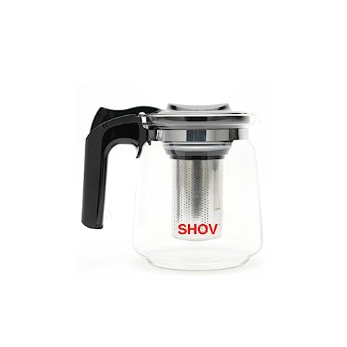 SHOV Glasteekanne mit Teesieb Überhitzungsschutz Teekanne aus Glas Edelstahl Filter Sieb (1500ml) von Shov
