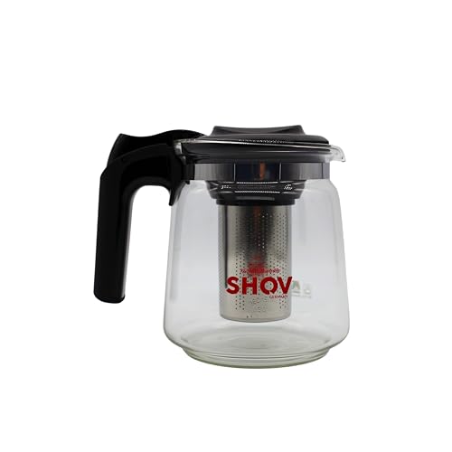 SHOV Glasteekanne mit Teesieb Überhitzungsschutz Teekanne aus Glas Edelstahl Filter Sieb (1500ml) von Shov
