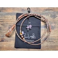 0072 Showleine Känguruleder, 120cm, Whisky, Gold U. Roségold Metallic, Kehlkopfschutz von ShowLeadBox