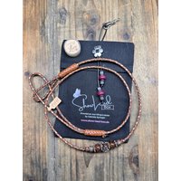 0049 Showleine Känguruleder, 100cm, Whisky, Dunkelbraun Und Kupfer, Loop 12cm von ShowLeadBox