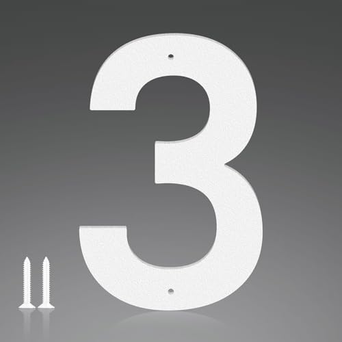 Metall-Hausnummern, 30,5 cm, Weiß, moderne Adressnummern, Outdoor-Briefkastennummern, Metallzahlen und Buchstaben für Außenschilder, Haus, Büro, Wohnung, Bauernhöfe, Garagen (3) von ShowMtheM