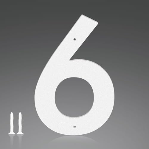 Metall-Hausnummern, 30,5 cm, Weiß, moderne Adressnummern, Outdoor-Briefkastennummern, Metallzahlen und Buchstaben für Außenschilder, Haus, Büro, Wohnung, Bauernhöfe, Garagen (6) von ShowMtheM