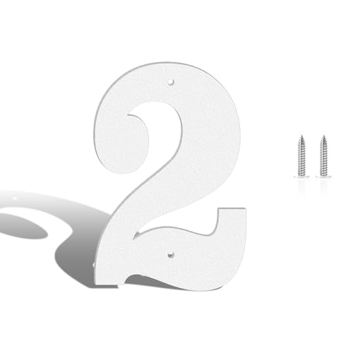 Modische weiße pulverbeschichtete Hausnummer,Höhe 10 cm Adressnummer Heavy-Duty&Rustproof,atemberaubende Straßennummer,die weithin auf Haus,Ladenbeschilderung,Büro,Zaun angewendet wird(2) von ShowMtheM