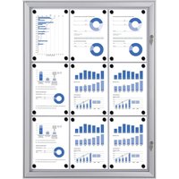 Showdown® Displays S Schaukasten 9x DIN A4 keine-Fach  alusilber von Showdown® Displays