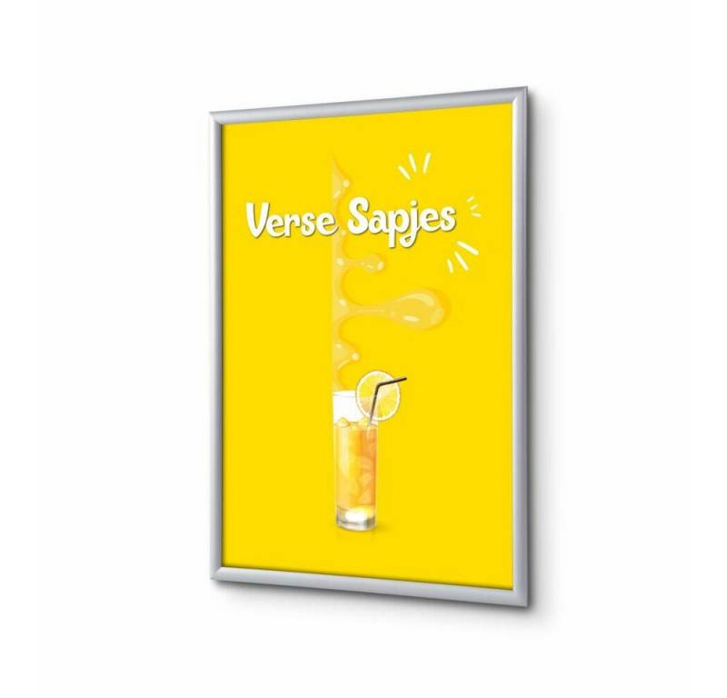 Showdown Displays Hängevitrine A1 - Komplett-Set - Frischer Saft Niederländisch - Gelb/Silber (1-St) von Showdown Displays