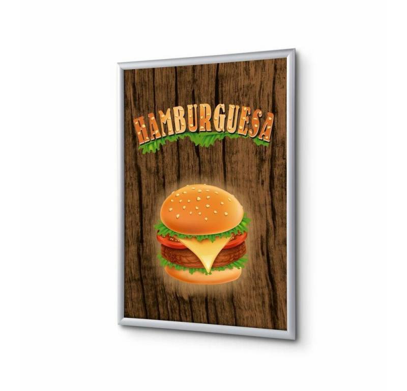 Showdown Displays Hängevitrine A4 - Komplett-Set - Burger Spanisch - Braun/Silber (1-St) von Showdown Displays