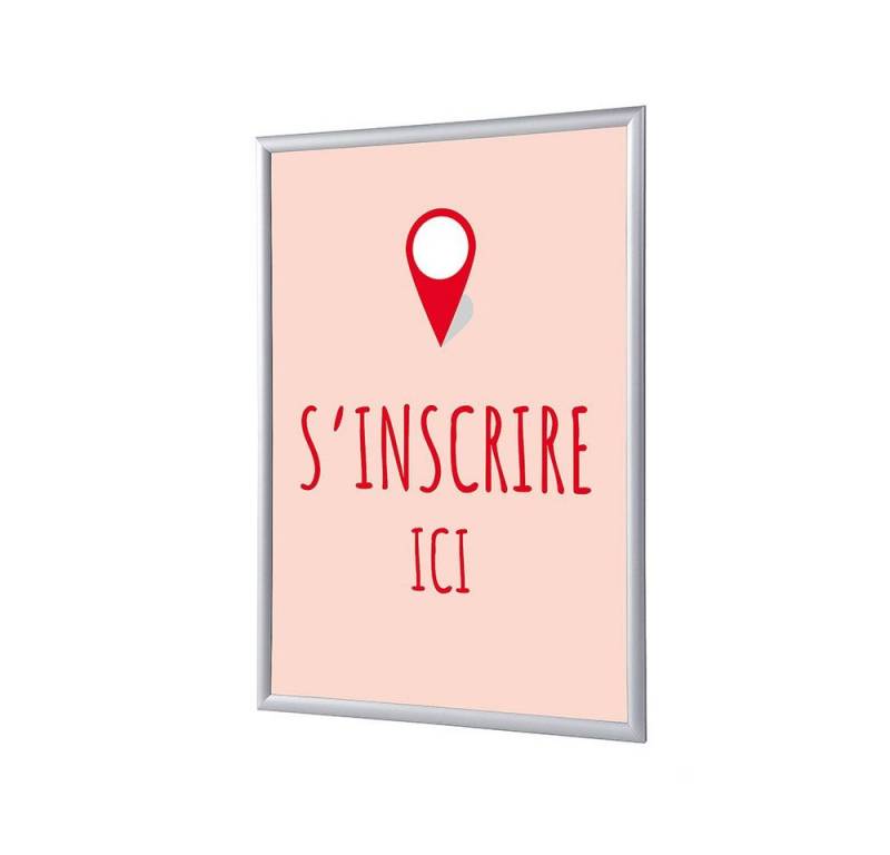 Showdown Displays Hängevitrine A4 - Komplett-Set - S'inscrire Ici Rot Französisch - Rot/Silber (1-St) von Showdown Displays