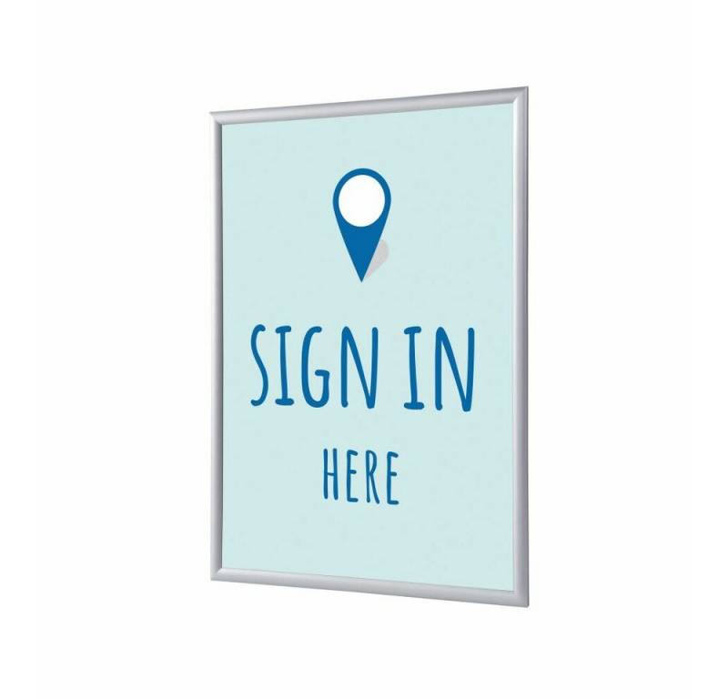 Showdown Displays Hängevitrine A4 - Komplett-Set - Sign In Here Englisch - Blau/Silber (1-St) von Showdown Displays