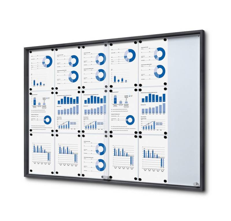 Showdown Displays Hängevitrine Abschließbarer Schaukasten SLIM - 18x DIN A4 - Anthrazit (1-St) von Showdown Displays