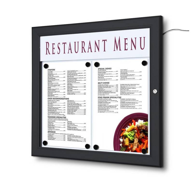 Showdown Displays Hängevitrine LED Outdoor - 2x DIN A4 quer - Aluminium / Stahl - Schwarz (1-St) von Showdown Displays