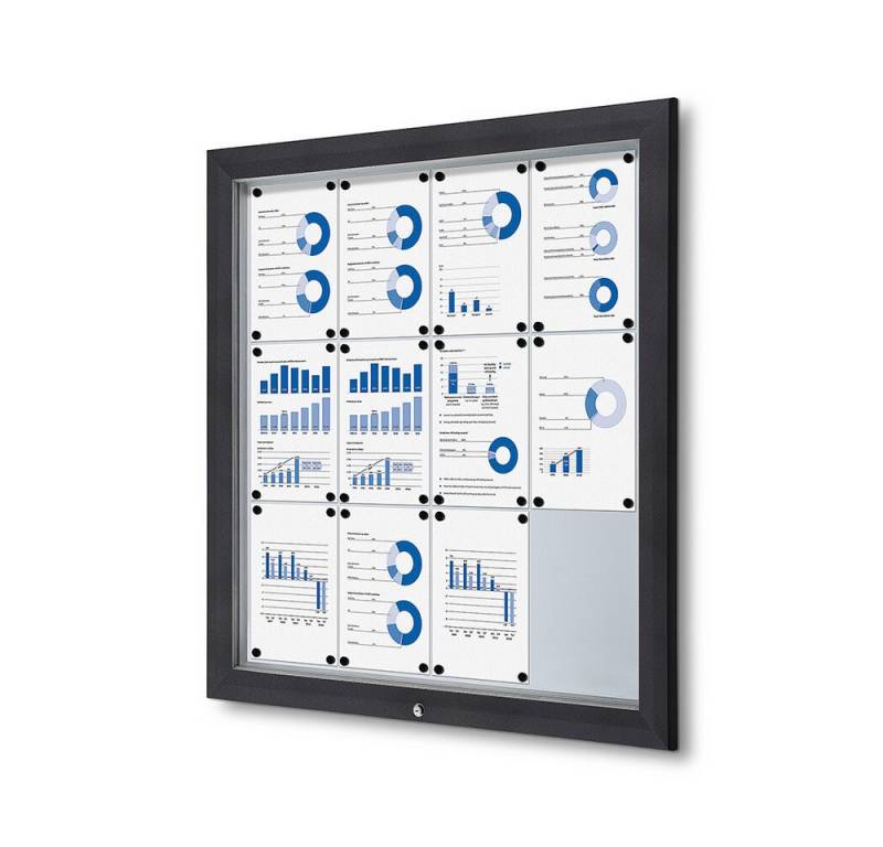 Showdown Displays Hängevitrine Showdown Displays Schaukasten Premium für Außen - 12x DIN A4 - Grau (1-St) von Showdown Displays