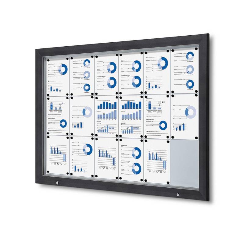 Showdown Displays Hängevitrine Showdown Displays Schaukasten Premium für Außen - 18x DIN A4 - Grau (1-St) von Showdown Displays