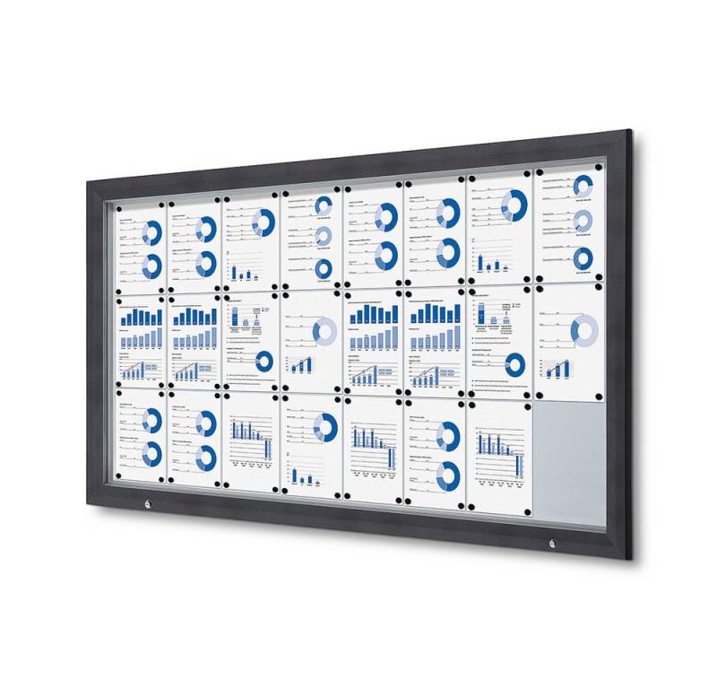 Showdown Displays Hängevitrine Showdown Displays Schaukasten Premium für Außen - 24x DIN A4 - Grau (1-St) von Showdown Displays