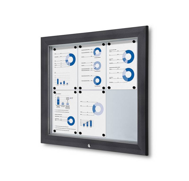 Showdown Displays Hängevitrine Showdown Displays Schaukasten Premium für Außen - 6x DIN A4 - Grau (1-St) von Showdown Displays