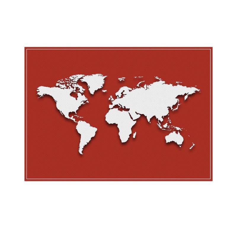 Showdown Displays Platzset Tischsets - Weltkarte - PVC - Rot, (1-St) von Showdown Displays