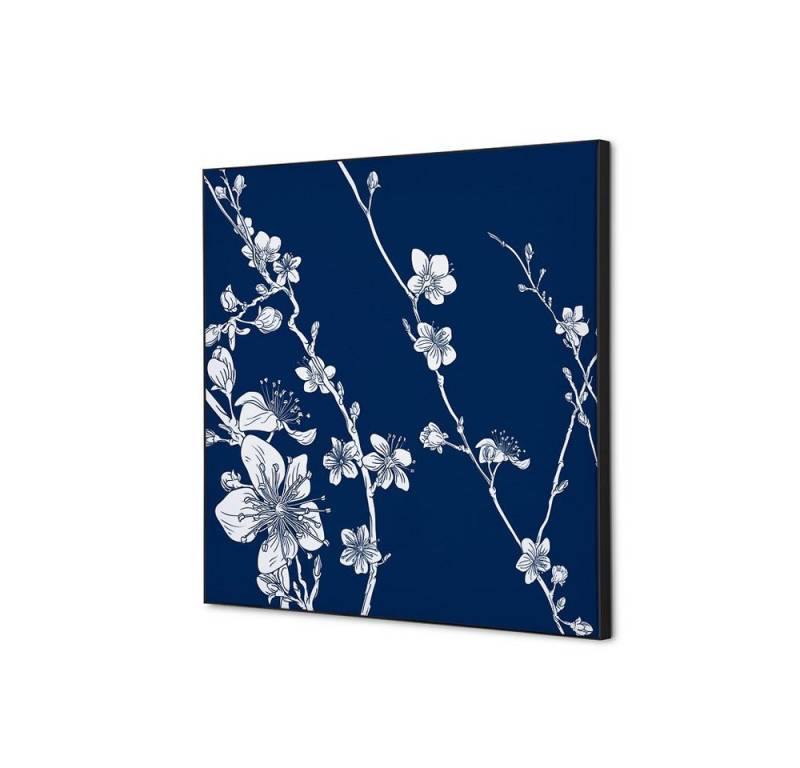 Showdown Displays Wandsticker 40x40cm - Japanische Kirschblüte Blau - Schwarzer Rahmen (1 St) von Showdown Displays
