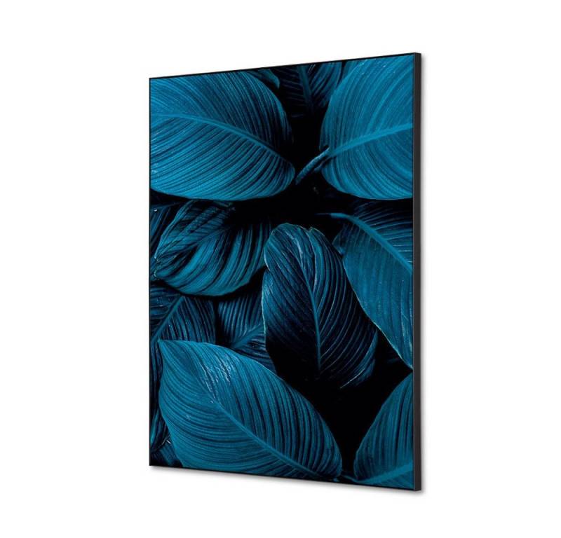 Showdown Displays Wandsticker DIN A2 - Botanische Blätter Blau - Schwarzer Rahmen (1 St) von Showdown Displays