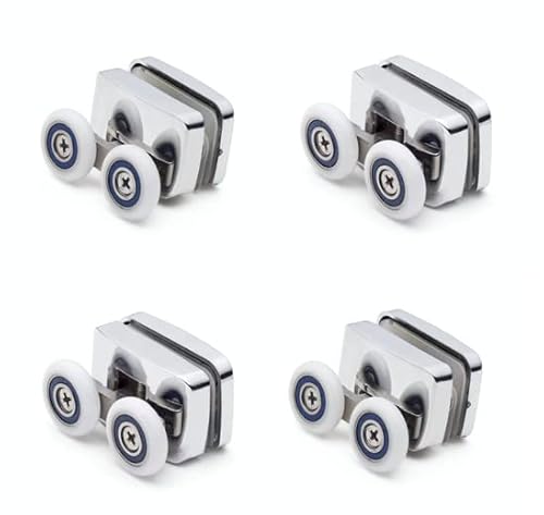 Set aus 4 mm Duschkabine Duschabtrennung Dusche Rahmenlos Zinklegierung ROLLEN Fußmatte/Läufer/Räder F23 von Shower Part