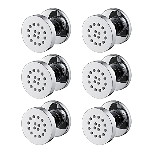 Shower Set Seitenbrause Chrom Massagedüse Dusche 2 Zoll Messing Runden Seitenbrause Brause Einstellbar Köpermassagedüsen Wandbrause Wanddüse Regenbrause Dusche Wanne Unterputz Jet Spray,6 pcs von Shower Set