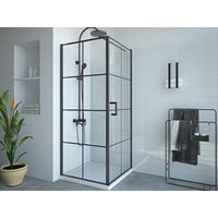 Duschtrennwand - 80 x 80 x 190 cm - Schwarz matt - CAPARICA von Shower & Design