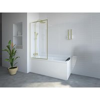 Duschtrennwand Badewanne - Industrial Style - 80 x 140 cm - Sicherheitsglas - Goldfarben - BRADENTON von Shower & Design