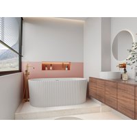Freistehende Badewanne - gerippt - Acryl - 220 L - 150 x 75 x 58 cm - Weiß glänzend - ALIENA von Shower & Design