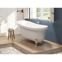 Freistehende Badewanne mit silberfarbenen Löwenfüßen - 171 L - 145 x 74 x 77 cm - Weiß - NISOS II von Shower & Design