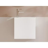 Handwaschbecken hängend mit Ablagefach - Solid Surface - Armaturen links - Weiß - 40 cm - PUMORI von Shower & Design