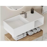 Waschtischplatte mit Ablage - 80 x 40 x 20 cm - Weiß - GOYOKO von Shower & Design