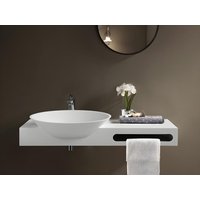 Waschtischplatte mit Handtuchhalter - 100 x 54 x 20 cm - Weiß - YUMIKO von Shower & Design