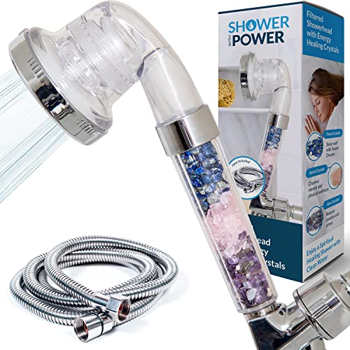 Shower with Power Duschkopf mit Handbrause Filter Hochdruck Handbrause mit Filter Schafft Spa Duscherlebnis Halterung und 1,8 m langer Schlauch im Lieferumfang enthalten von Shower with Power
