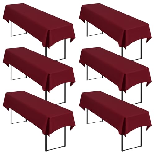 6 Stück Burgund Biertisch Tischdecke universal für 50cm u.70cm Biertische Hussen für Biertisch, Blickdichte Polyester Biertischhussen Biertisch-Husse Rechteckige Tischdecken Waschbar-250x100cm von Showgeous