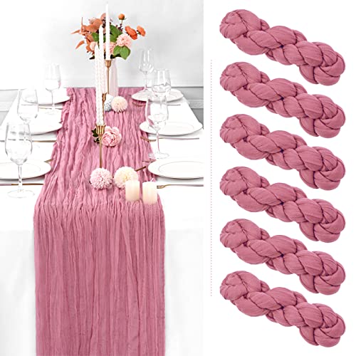 6 Stück Dusty Rose Seihtuch Tischläufer Gaze Tischläufer 3 m lang halbtransparent Tischläufer Boho oder rustikale Hochzeit Tischdekoration für Hochzeit Dekor Bogen Drapieren Brautdusche Urlaub Party von Showgeous