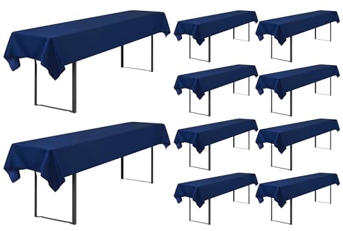 Showgeous 10 Stück Biertisch Tischdecke universal für 50cm u.70cm Biertische Hussen für Biertisch Biertischhussen Biertisch-Husse Bierzeltgarnitur Rechteckige Tischdecken Waschbar 100x250cm(Navy Blau) von Showgeous