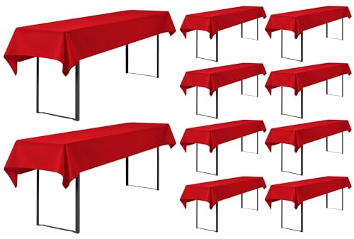 Showgeous 10 Stück Biertisch Tischdecke universal für 50cm u.70cm Biertische Hussen für Biertisch Biertischhussen Biertisch-Husse Bierzeltgarnitur Rechteckige Tischdecken Waschbar 100x250cm(Rot) von Showgeous
