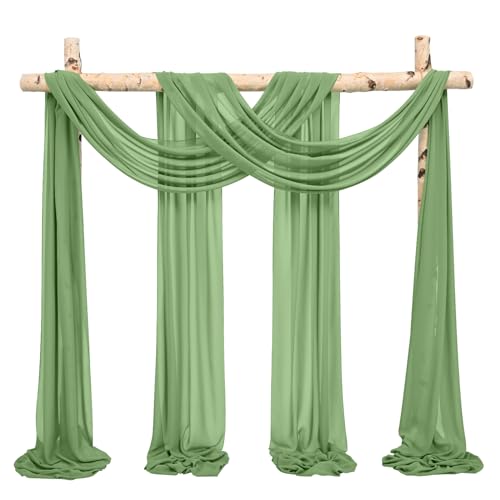 Showgeous 2 Packs Querbehang Salbeigrün 73cmx610cm Tüll Foto Hintergrund Hochzeit Vorhang Deko Salbeigrün Chiffon-Stoff Hochzeitsbogen Gardinen für Laube Hochzeit Torbogen Zeremonie Fotografie Party Showgeous 2 Packs Querbehang Salbeigrün 73cmx610cm Tüll Foto Hintergrund Hochzeit Vorhang Deko Salbeigrün Chiffon-Stoff Hochzeitsbogen Gardinen für Laube Hochzeit Torbogen Zeremonie Fotografie Party von Showgeous