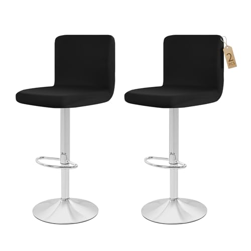 Showgeous 2 Stück Bar Stuhlhussen,Barhocker Abdeckungen Stretch Abnehmbare Esszimmerstuhl Abdeckungen für Kneipentheke(Schwarz) von Showgeous