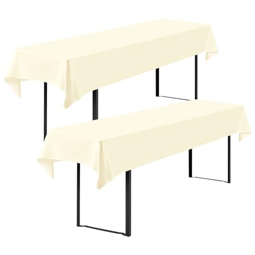 Showgeous 2 Stück Biertisch Tischdecke universal für 50cm u.70cm Biertische Hussen für Biertisch Biertischhussen Biertisch-Husse Bierzeltgarnitur Rechteckige Tischdecken Waschbar 100x250cm(Beige) von Showgeous