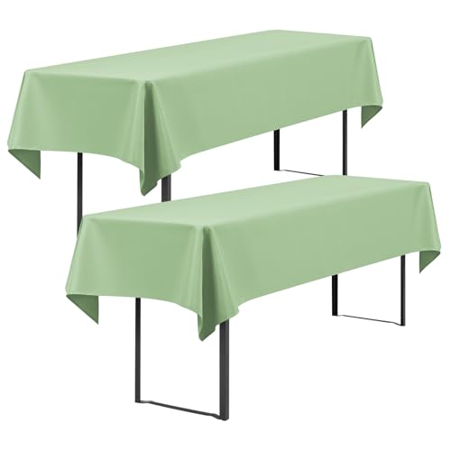 Showgeous 2 Stück Biertisch Tischdecke universal für 50cm u.70cm Biertische Hussen für Biertisch Biertischhussen Biertisch-Husse Bierzeltgarnitur Rechteckige Tischdecken Waschbar 100x250cm(Salbeigrün) von Showgeous