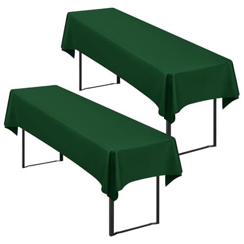 Showgeous 2 Stück Biertisch Tischdecke universal für 50cm u.70cm Biertische Hussen für Biertisch Biertischhussen Biertisch-Husse Bierzeltgarnitur Rechteckige Tischdecken Waschbar 100x250cm(Dunkelgrün) von Showgeous