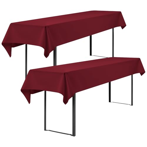 Showgeous 2 Stück Biertisch Tischdecke universal für 50cm u.70cm Biertische Hussen für Biertisch Biertischhussen Biertisch-Husse Bierzeltgarnitur Rechteckige Tischdecken Waschbar 100x250cm(Bordeaux) von Showgeous