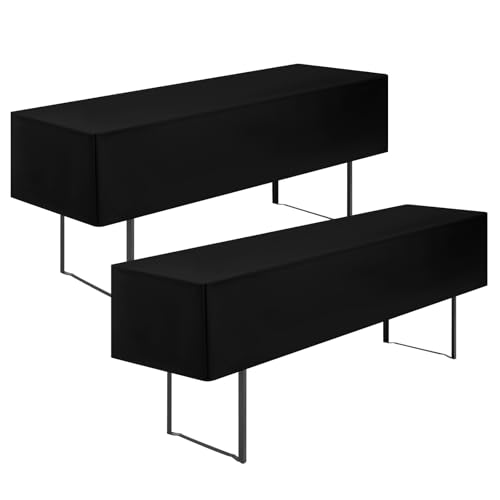 Showgeous 2 Stück Biertischhussen Tischdecke 3/8 Länge für 50cm Bierzelttisch Biertisch Tischdecke Biertisch-Husse Premium Blickdicht Wasserdicht Waschbar 220x50x35cm(Schwarz) von Showgeous