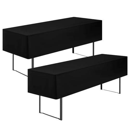 Showgeous 2 Stück Biertischhussen Tischdecke 3/8 Länge für 70cm Bierzelttisch Biertisch Tischdecke Biertisch-Husse Premium Blickdicht Wasserdicht Waschbar 220x70x35cm(Schwarz) von Showgeous